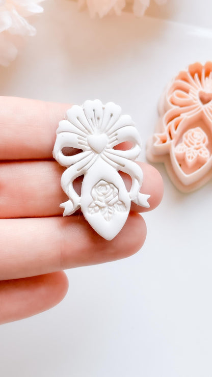 Heartbow Rose Cutter: Bow and Rose Heart Shape for Polymer Clay