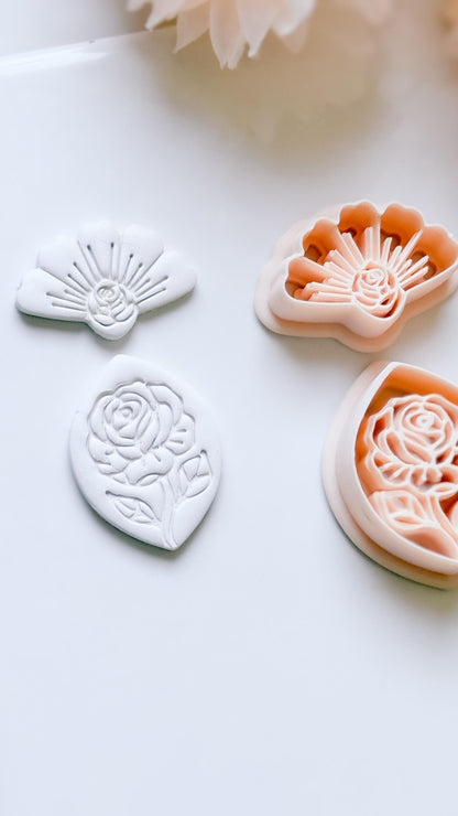 Rose Halo Cutter: Radiant Rose Fan Shape for Polymer Clay