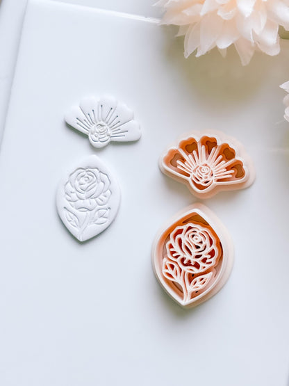 Rose Halo Cutter: Radiant Rose Fan Shape for Polymer Clay
