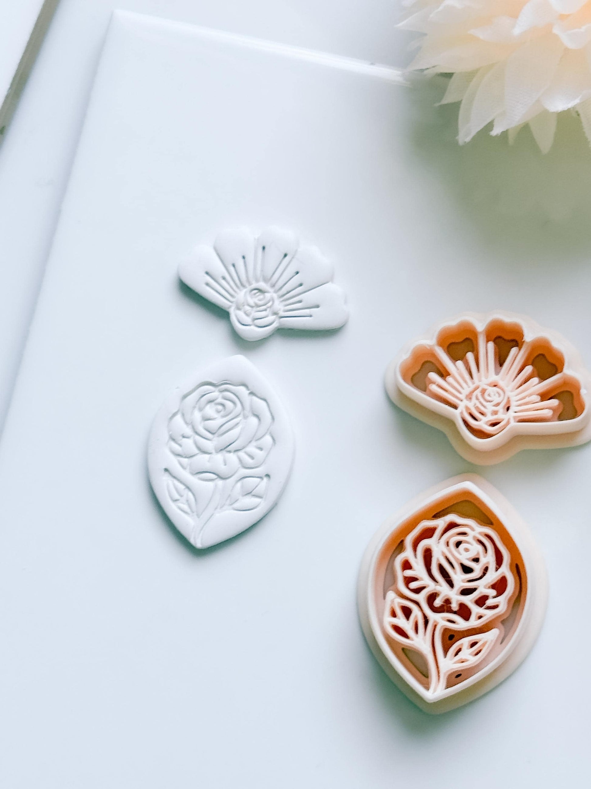 Rose Halo Cutter: Radiant Rose Fan Shape for Polymer Clay
