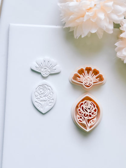 Rose Halo Cutter: Radiant Rose Fan Shape for Polymer Clay