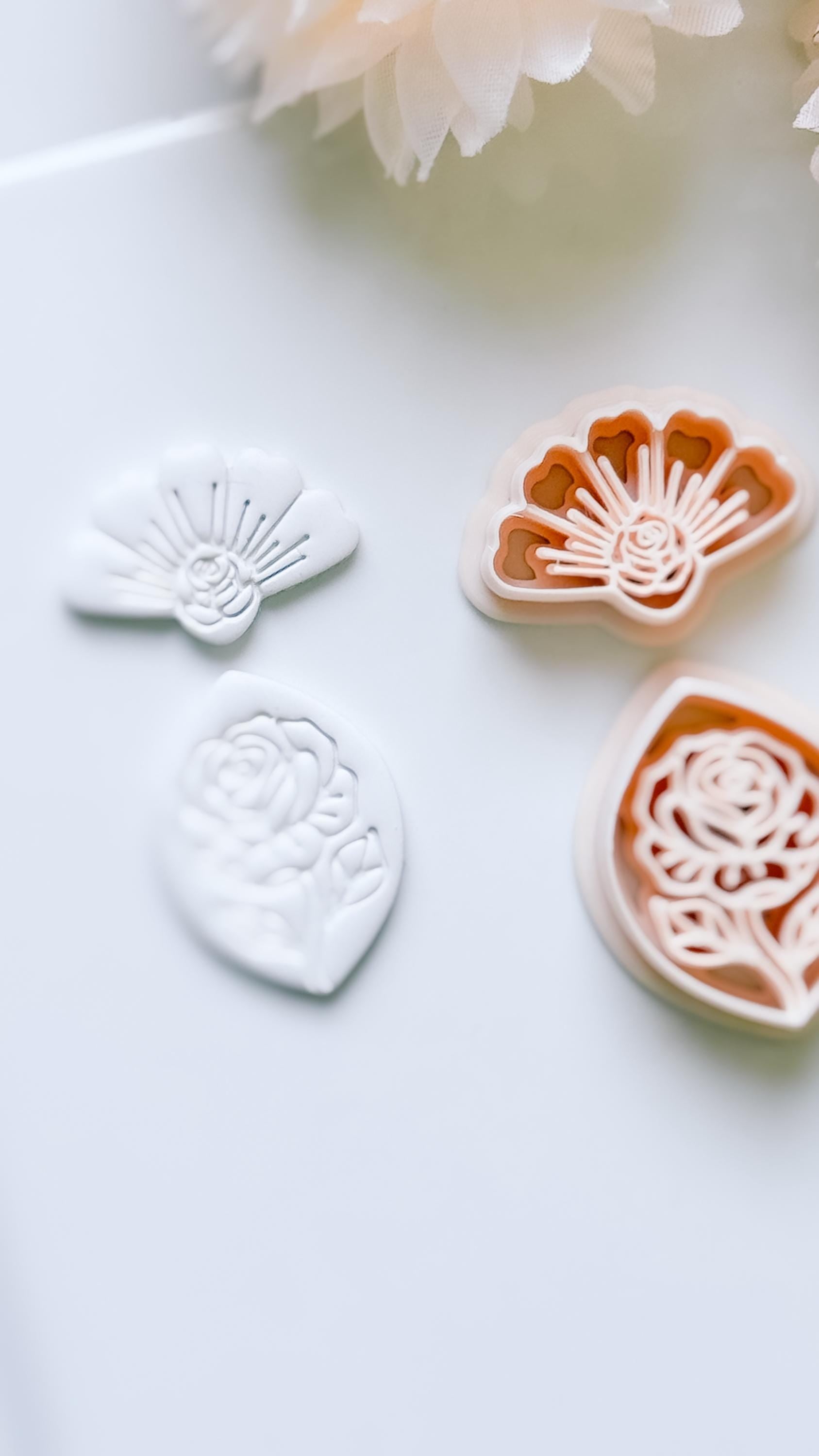 Rose Halo Cutter: Radiant Rose Fan Shape for Polymer Clay
