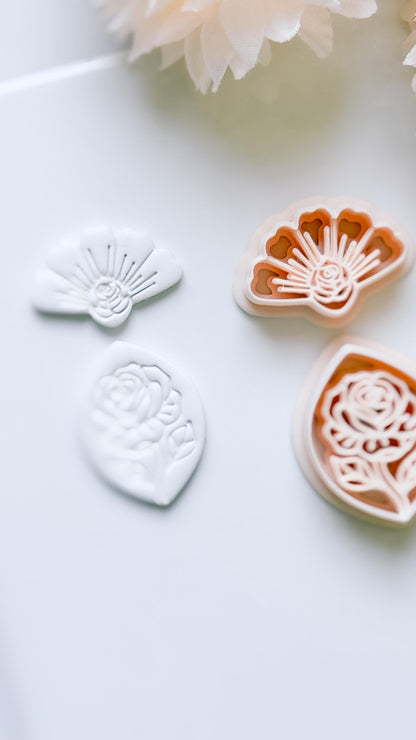 Rose Halo Cutter: Radiant Rose Fan Shape for Polymer Clay