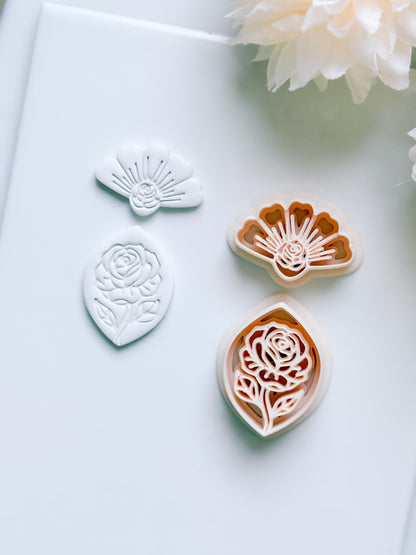 Rose Halo Cutter: Radiant Rose Fan Shape for Polymer Clay