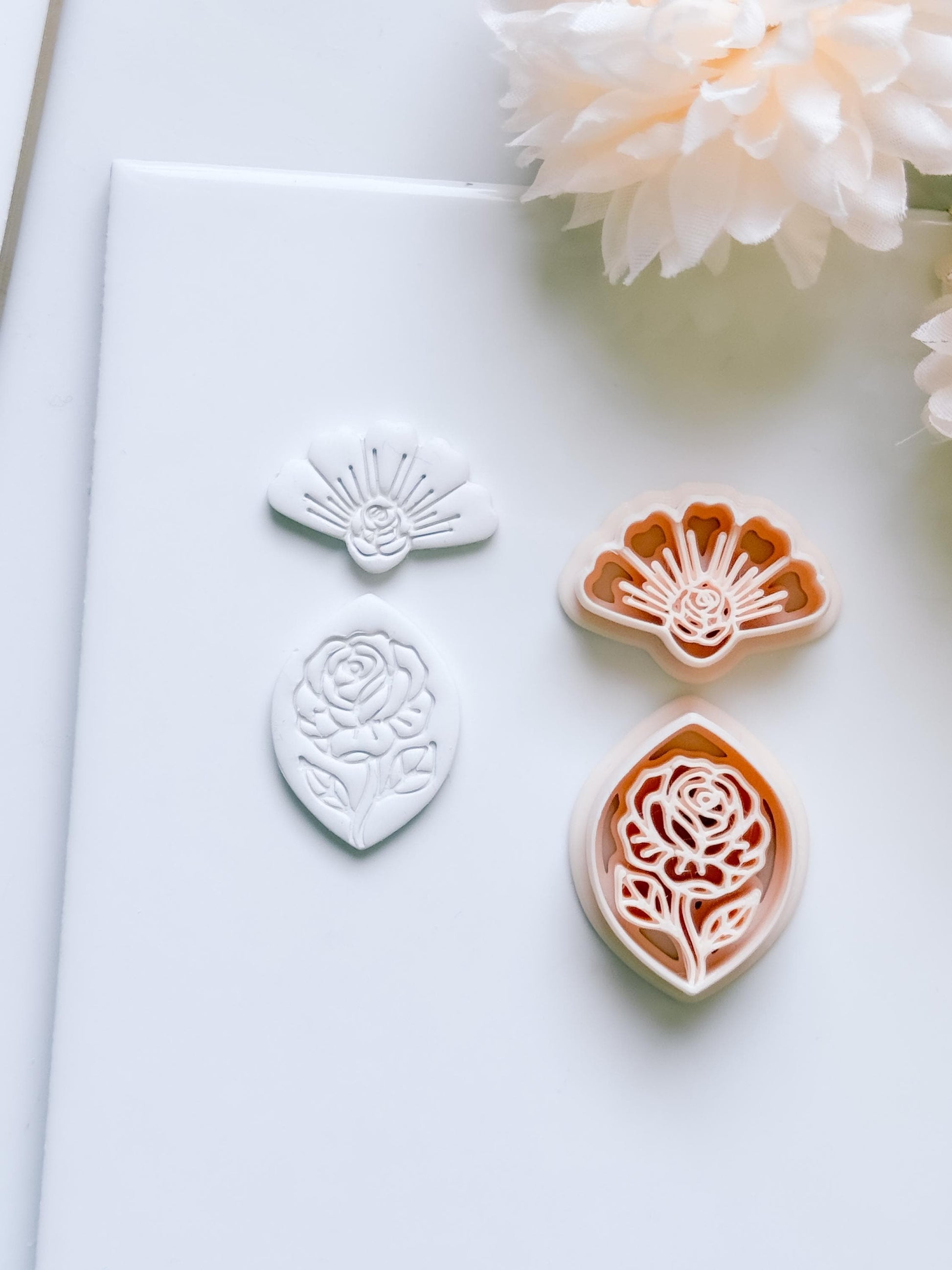 Rose Halo Cutter: Radiant Rose Fan Shape for Polymer Clay