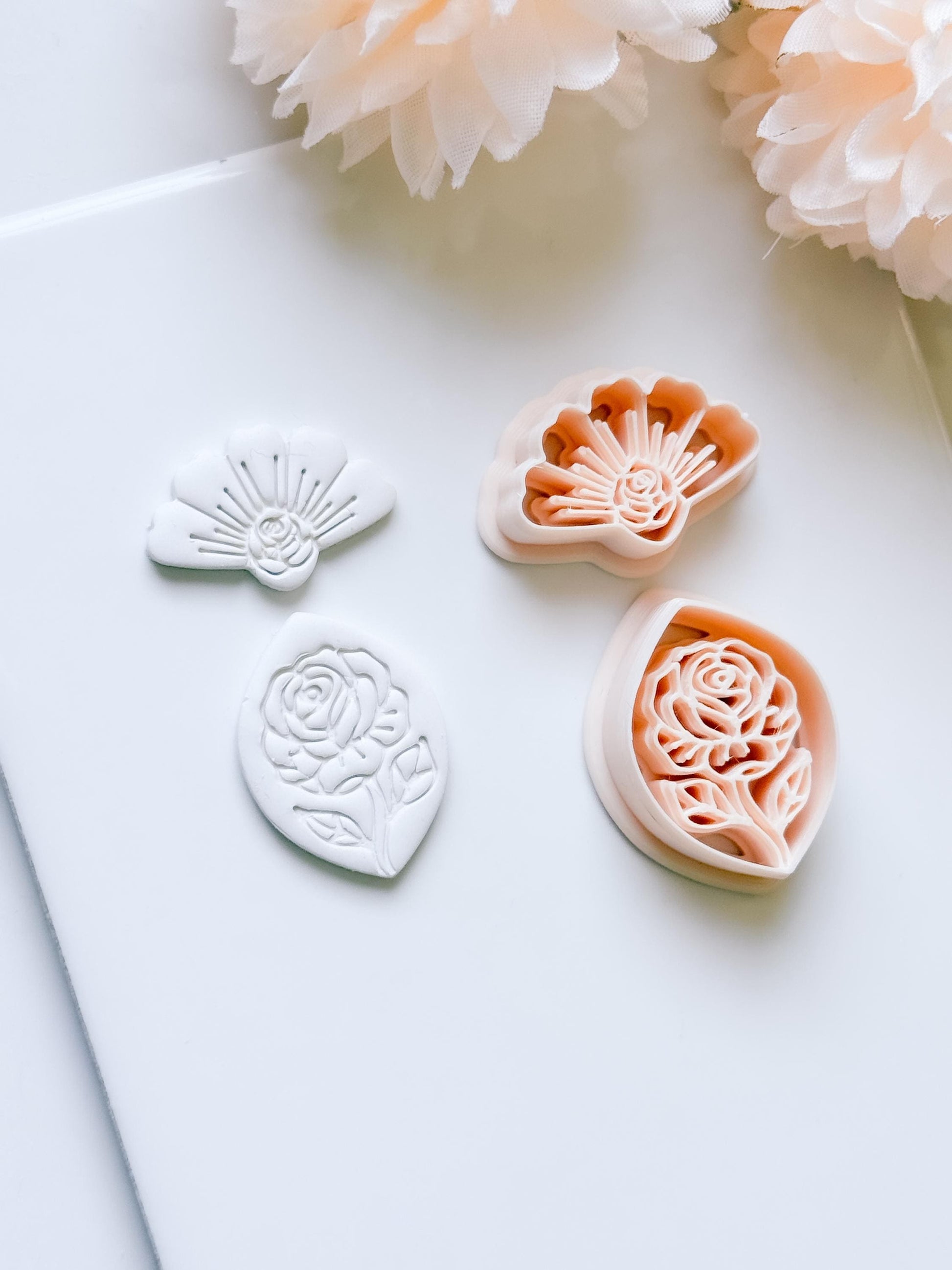 Rose Halo Cutter: Radiant Rose Fan Shape for Polymer Clay