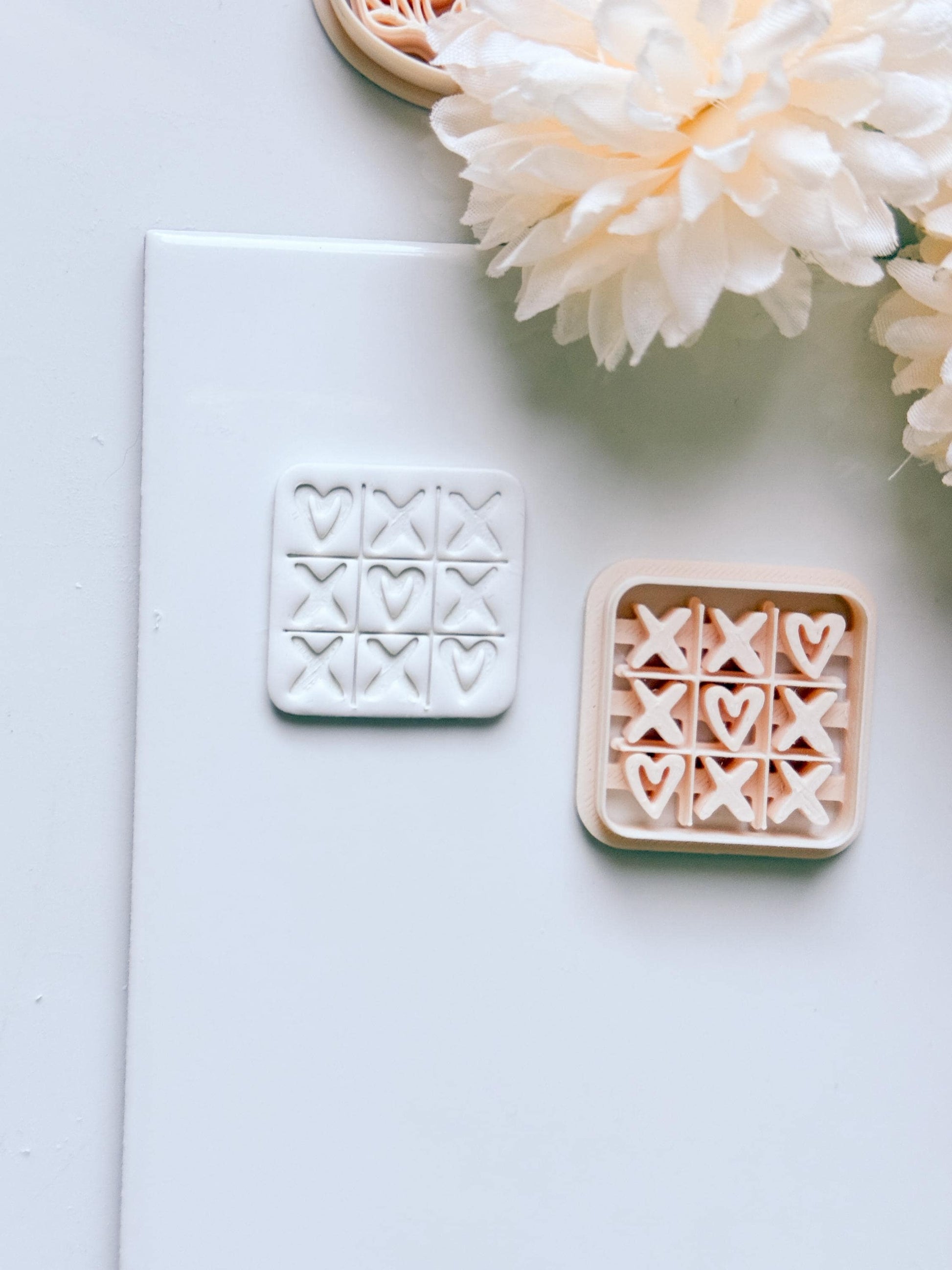 Love Tac Toe Clay Cutter: Valentine Heart Grid Shape
