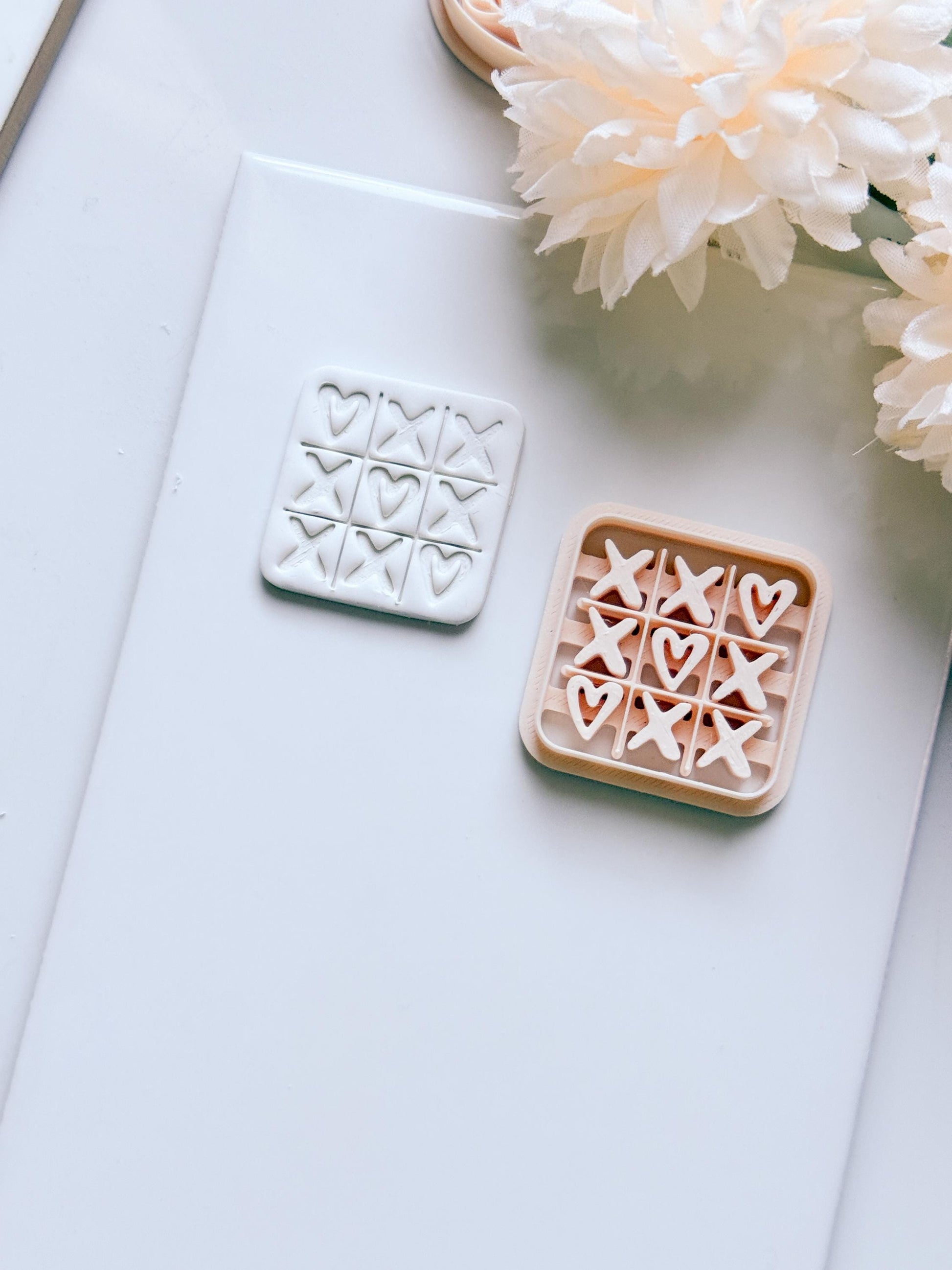 Love Tac Toe Clay Cutter: Valentine Heart Grid Shape