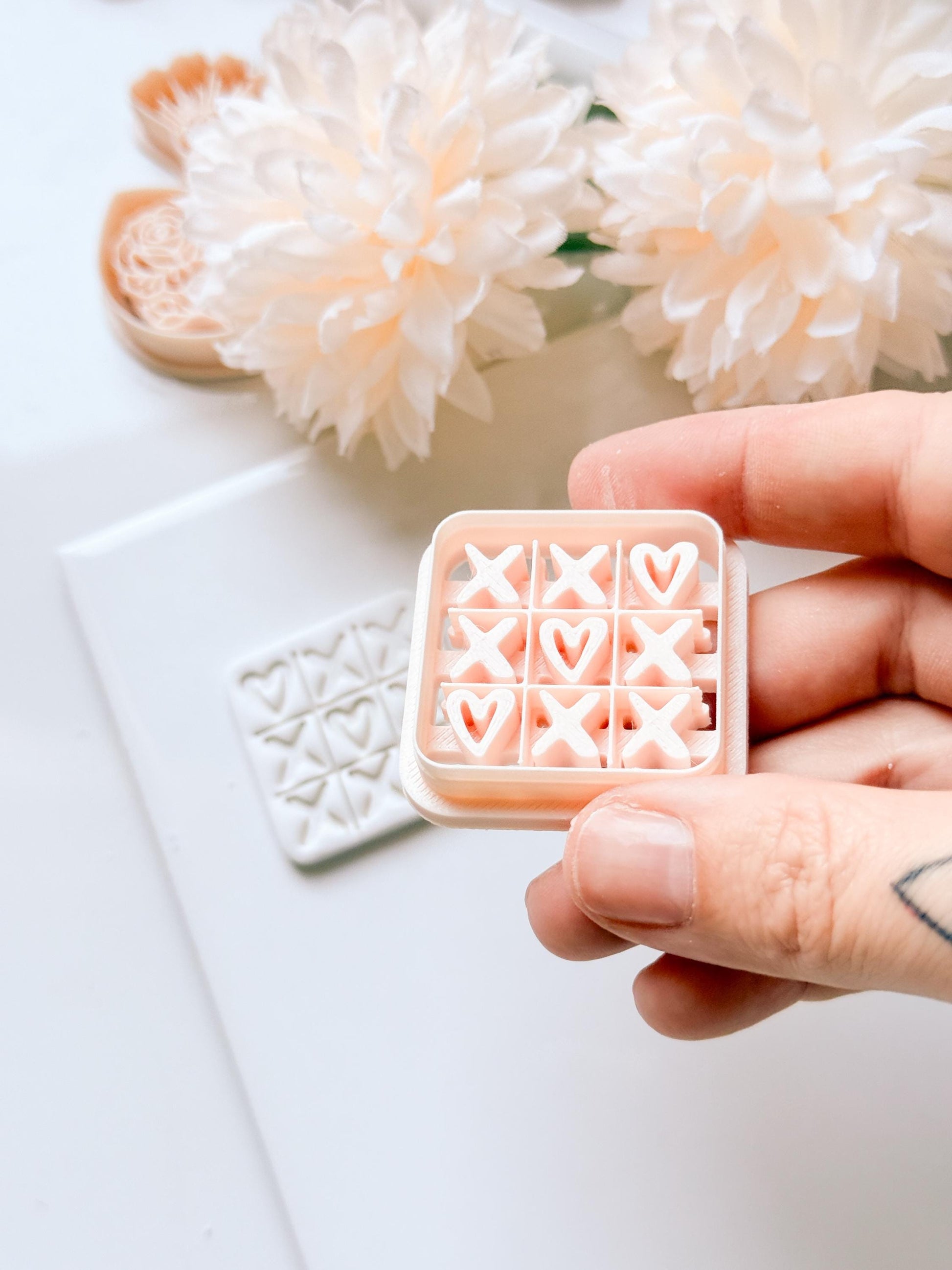 Love Tac Toe Clay Cutter: Valentine Heart Grid Shape