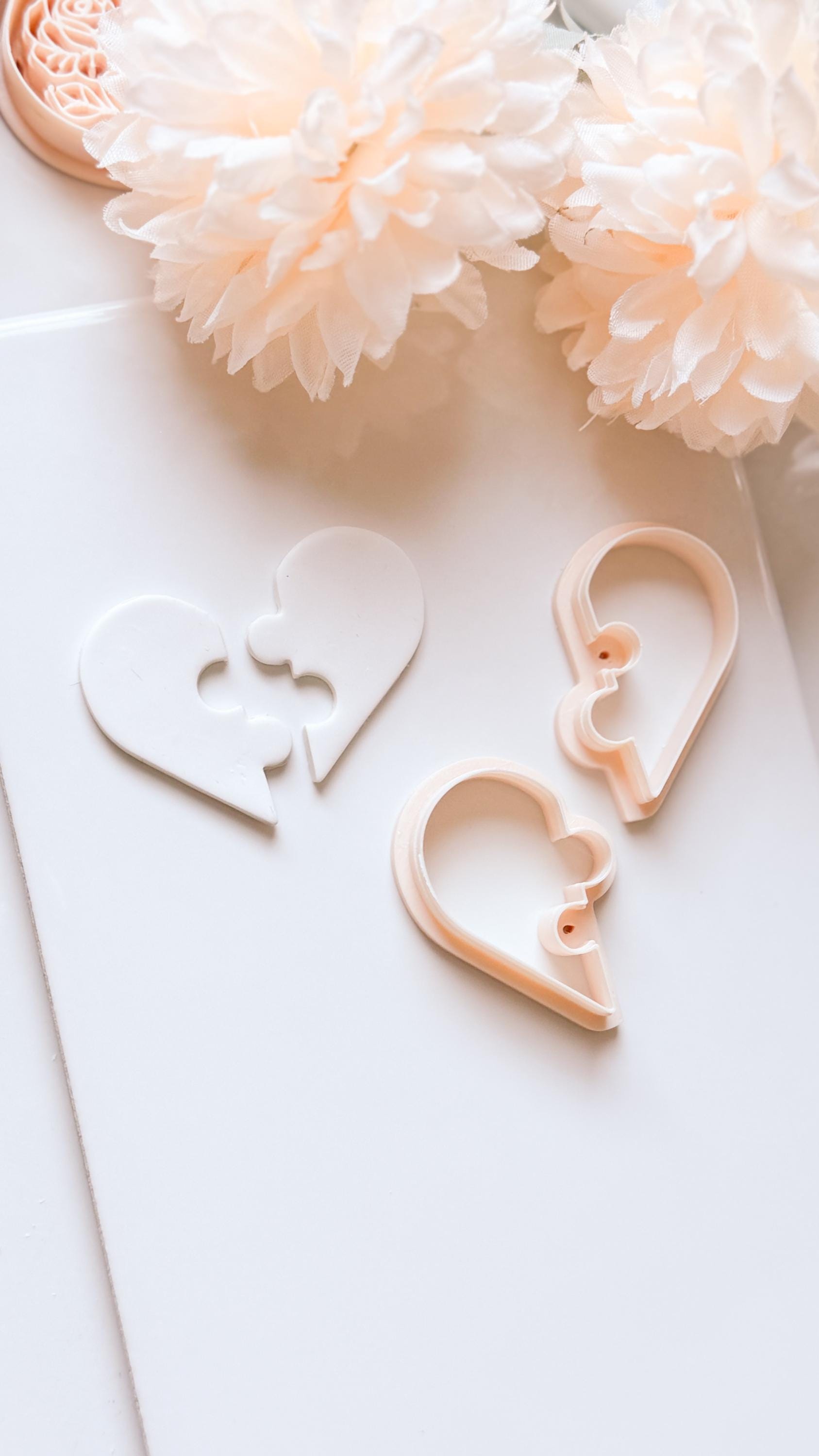 Puzzle Heart Duo Cutter for Polymer Clay