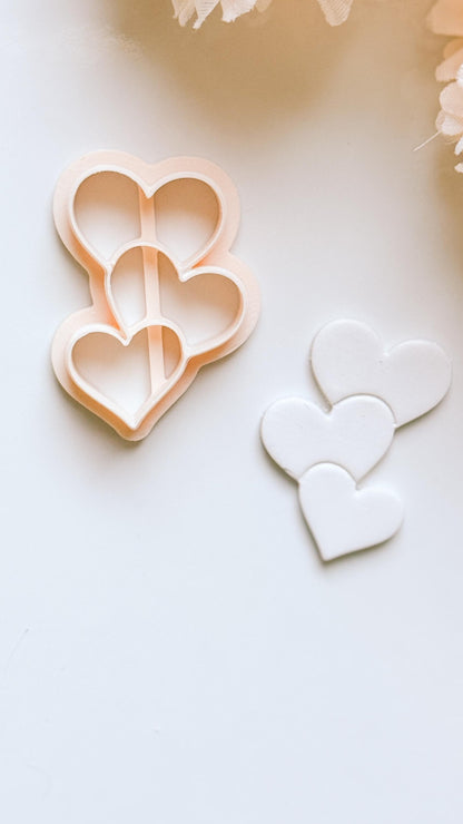Stacked Hearts Trio Cutter for Polymer Clay
