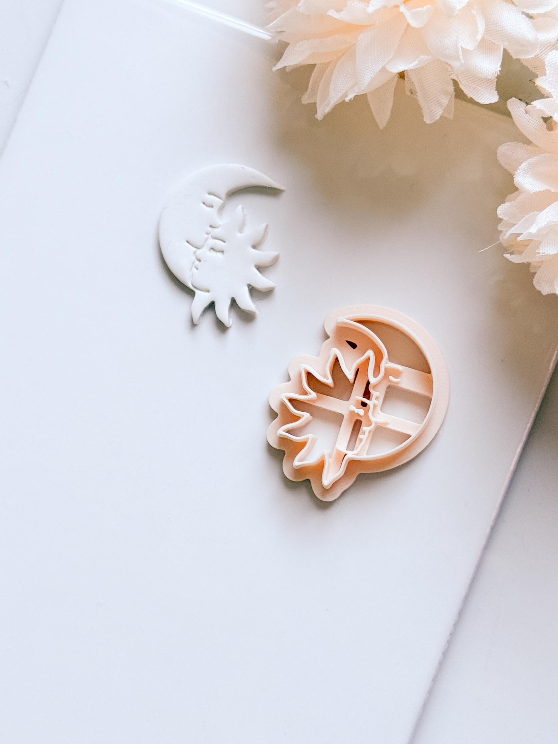 Celestial Kiss Cutter: Sun and Moon Silhouette Shape for Polymer Clay