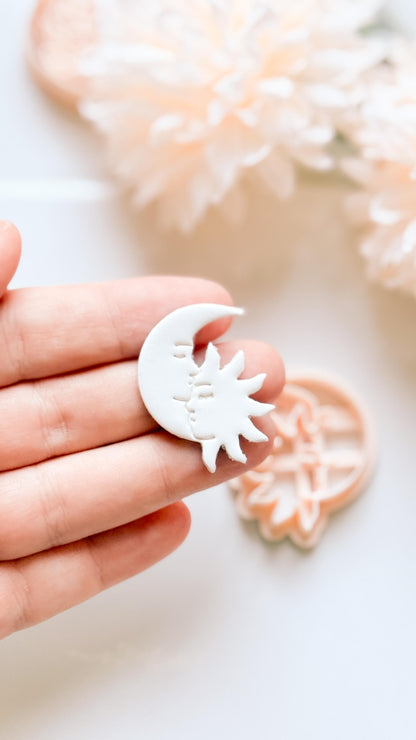 Celestial Kiss Cutter: Sun and Moon Silhouette Shape for Polymer Clay