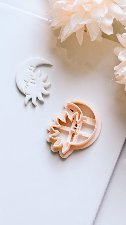 Celestial Kiss Cutter: Sun and Moon Silhouette Shape for Polymer Clay