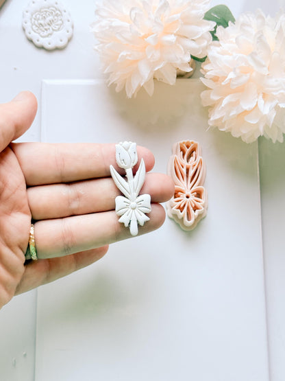 Tula Bloom Cutter: Tulip Drop Design for Polymer Clay Earrings
