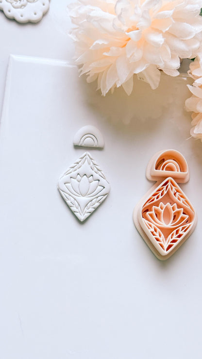 Lotus Rua Cutter: Lotus Drop Design for Polymer Clay Earrings