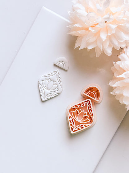 Lotus Rua Cutter: Lotus Drop Design for Polymer Clay Earrings