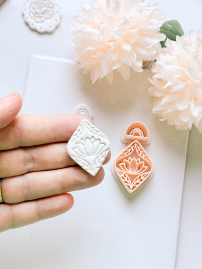 Lotus Rua Cutter: Lotus Drop Design for Polymer Clay Earrings