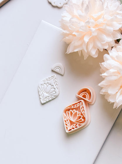 Lotus Rua Cutter: Lotus Drop Design for Polymer Clay Earrings