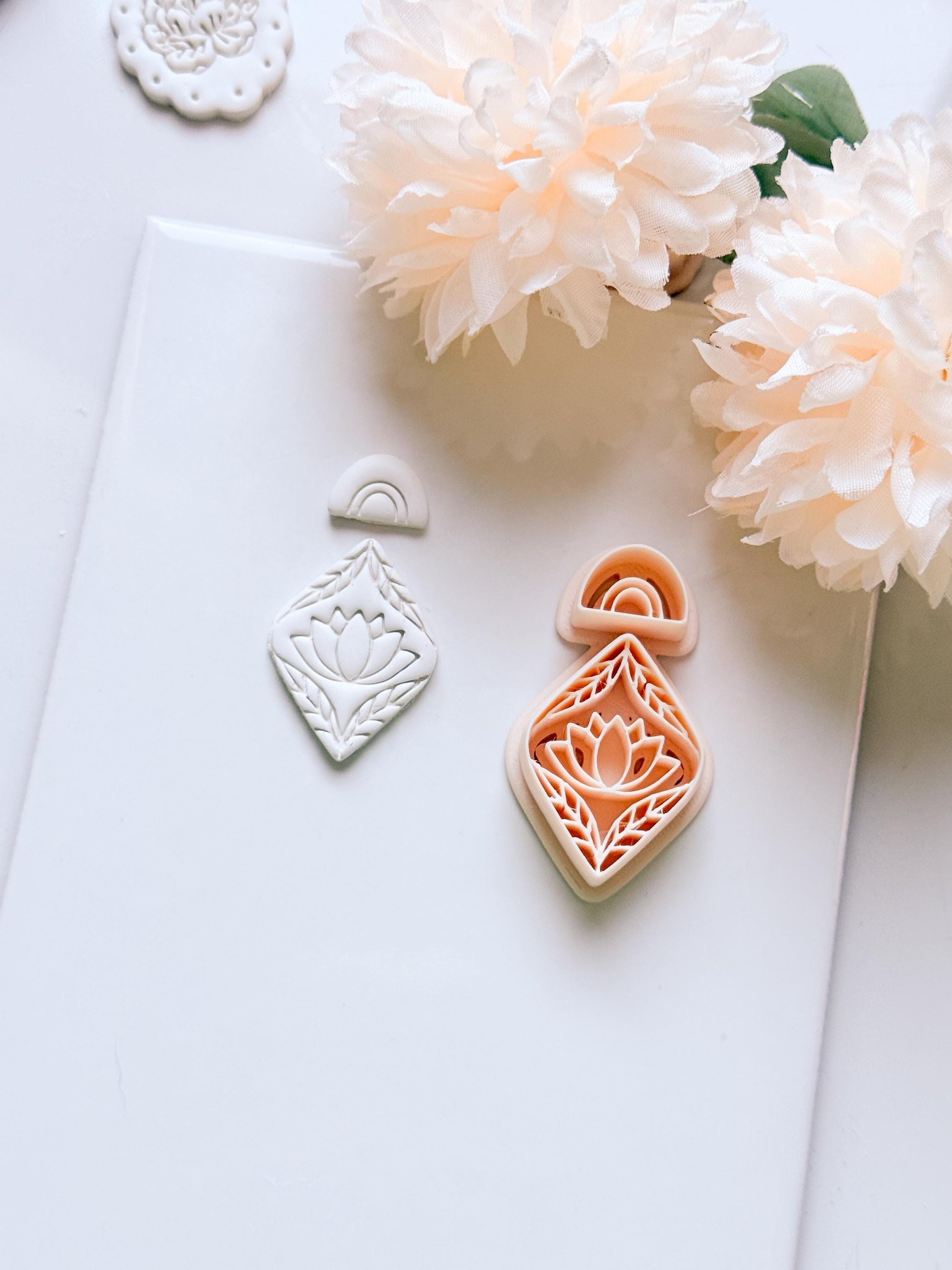 Lotus Rua Cutter: Lotus Drop Design for Polymer Clay Earrings