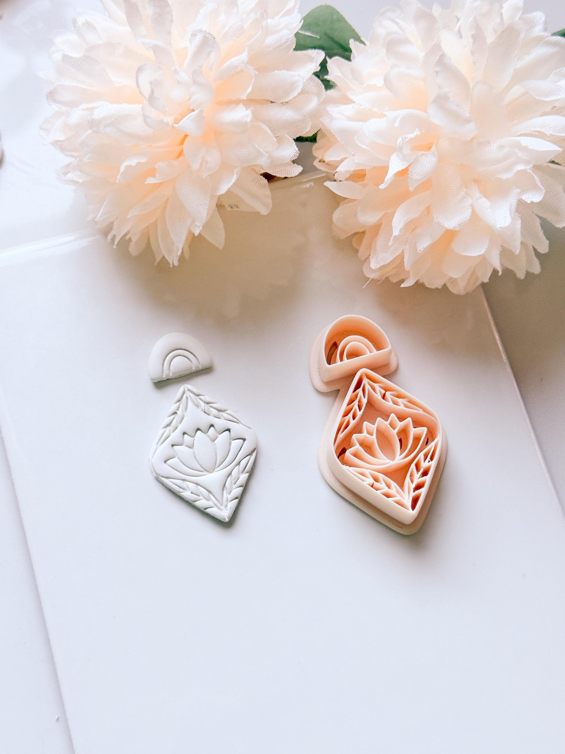 Lotus Rua Cutter: Lotus Drop Design for Polymer Clay Earrings