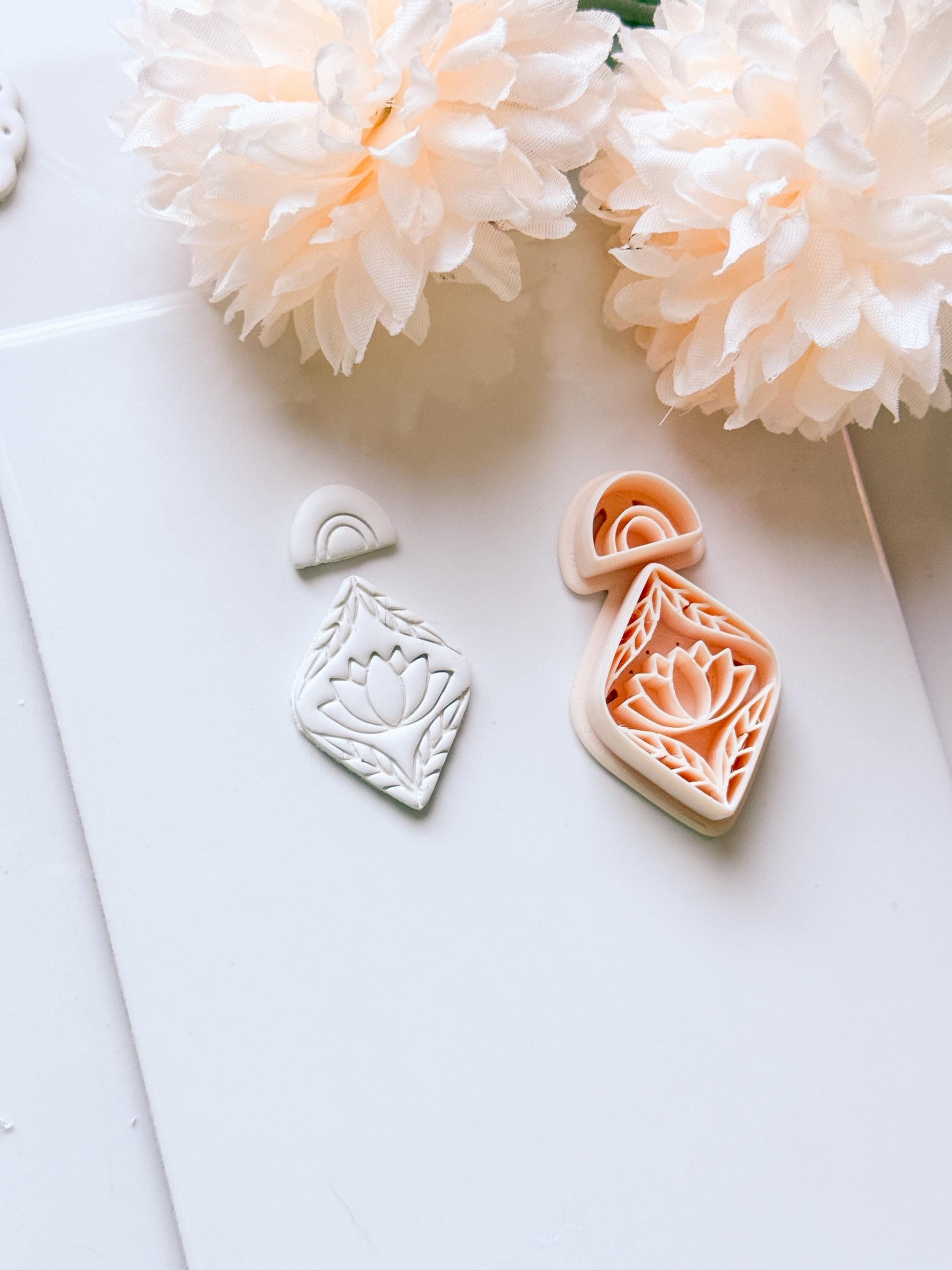 Lotus Rua Cutter: Lotus Drop Design for Polymer Clay Earrings