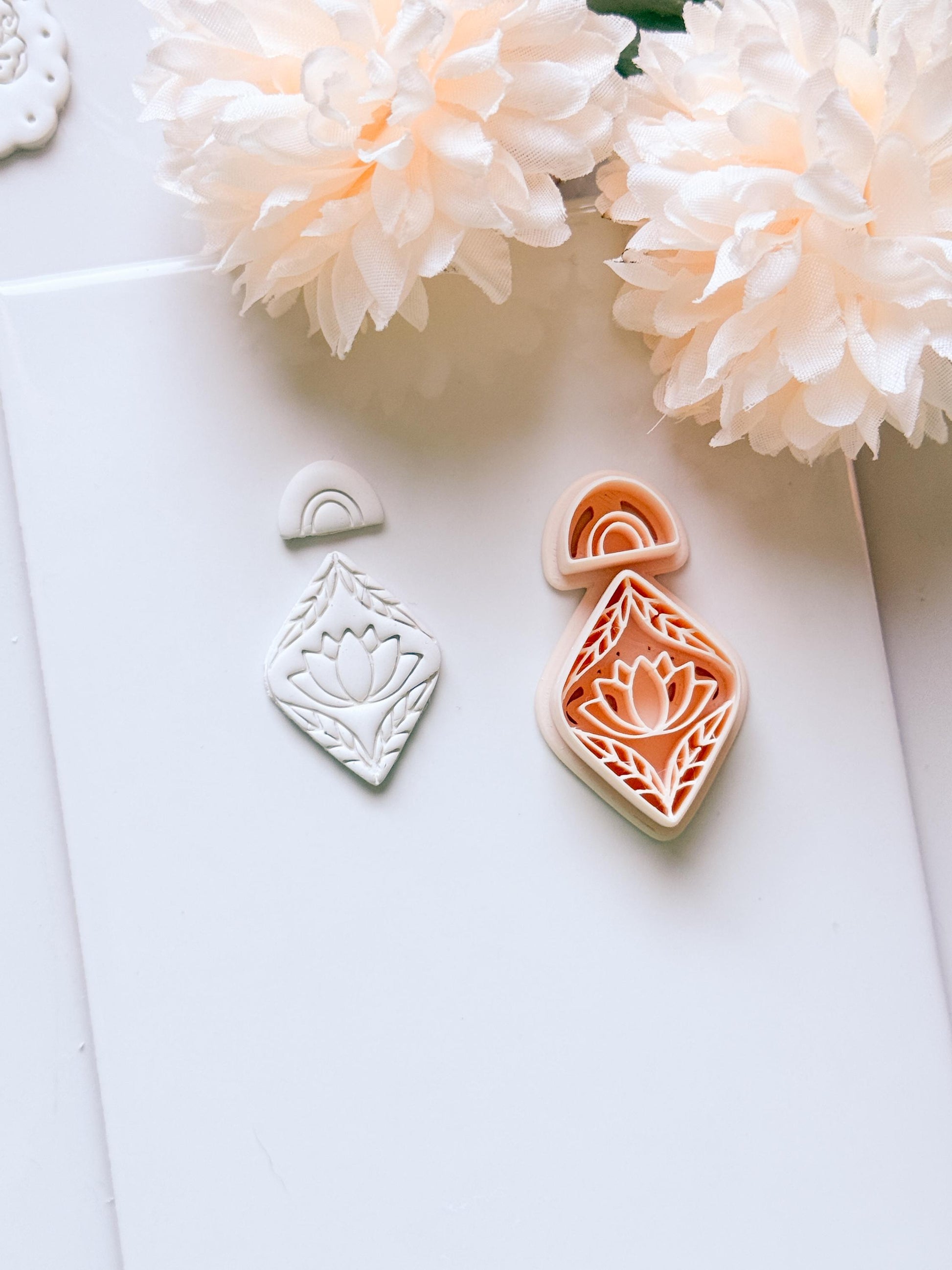 Lotus Rua Cutter: Lotus Drop Design for Polymer Clay Earrings