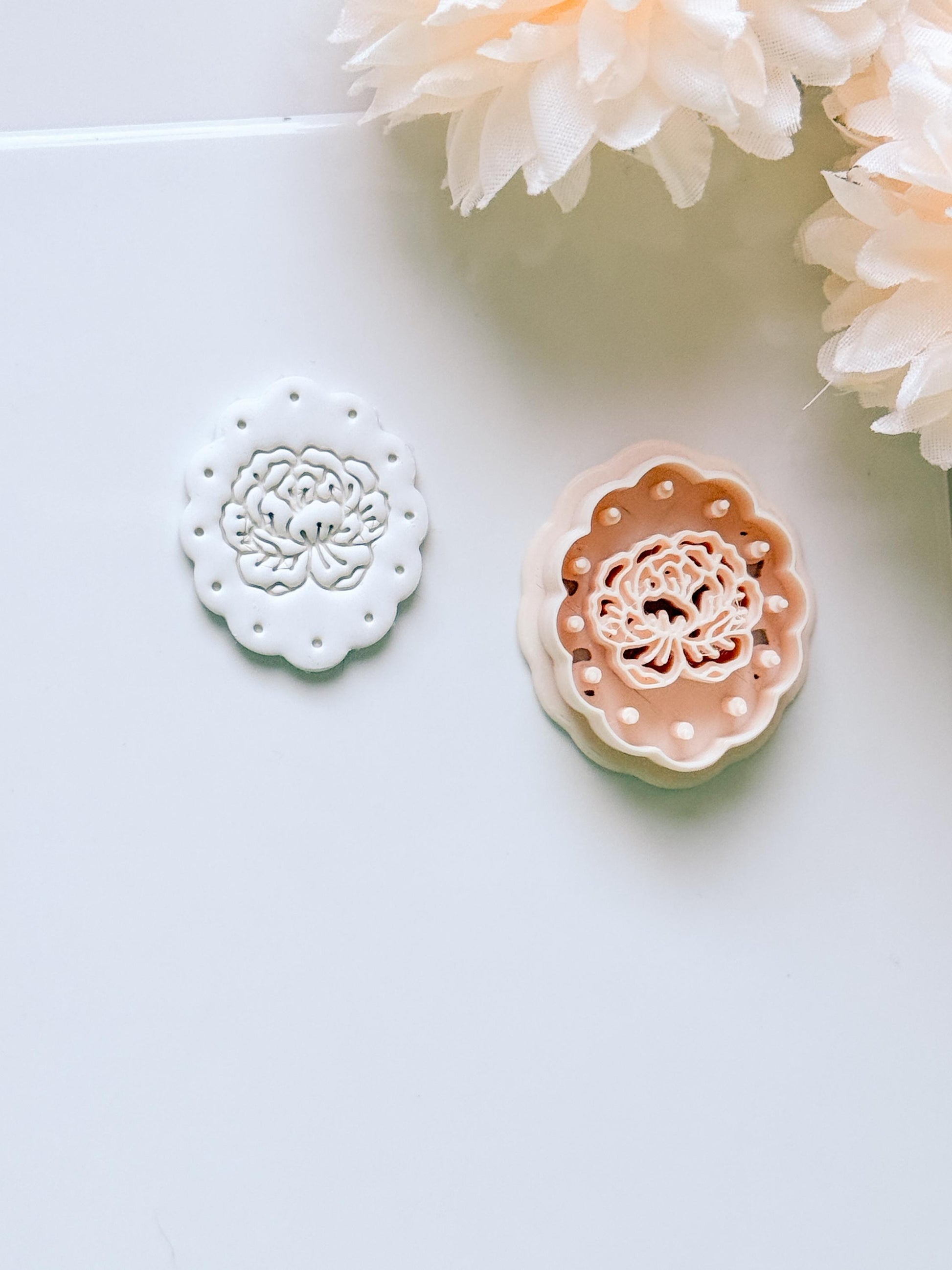 Peony Lace Cutter: Scalloped Floral Shape for Polymer Clay