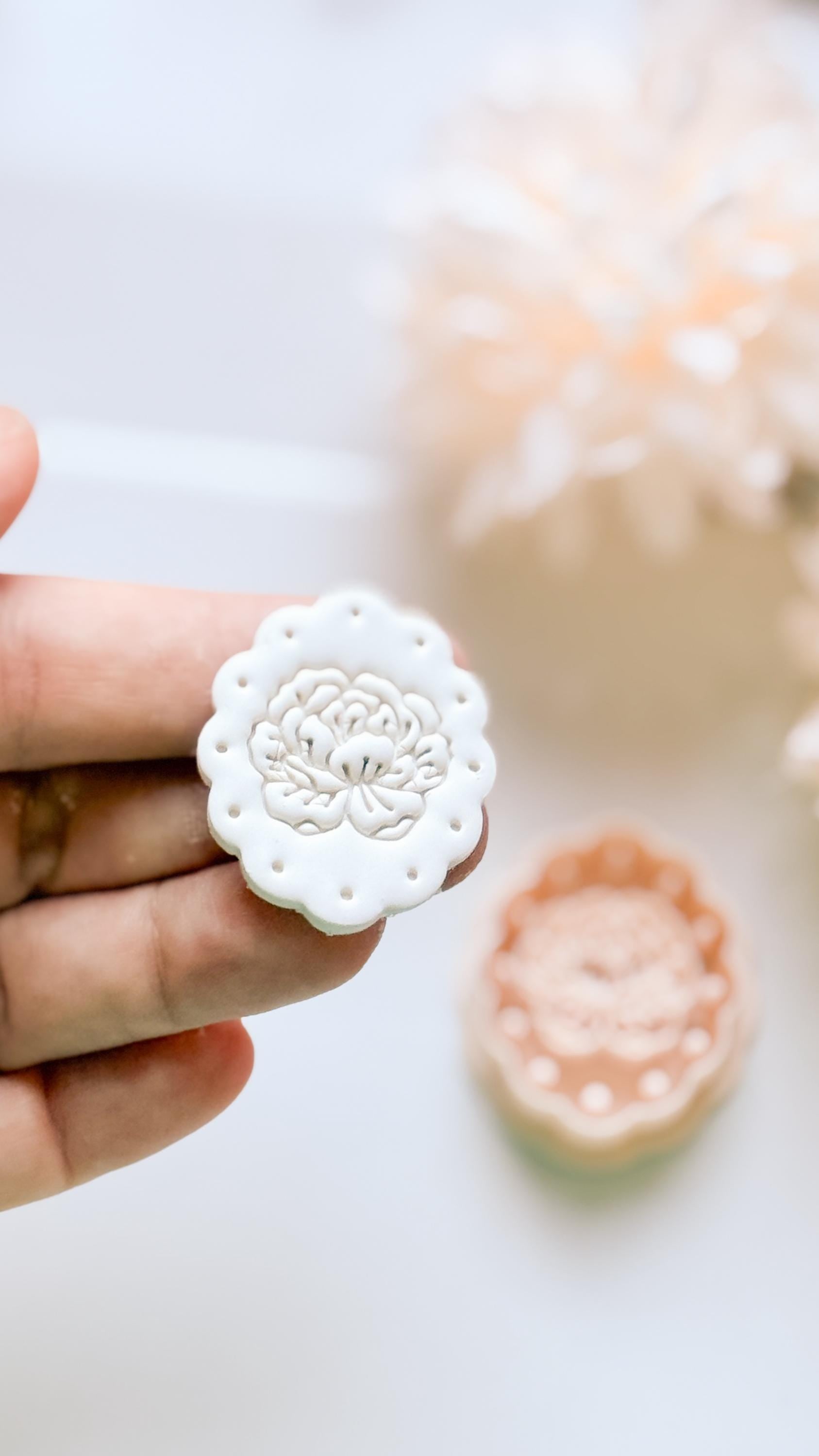 Peony Lace Cutter: Scalloped Floral Shape for Polymer Clay