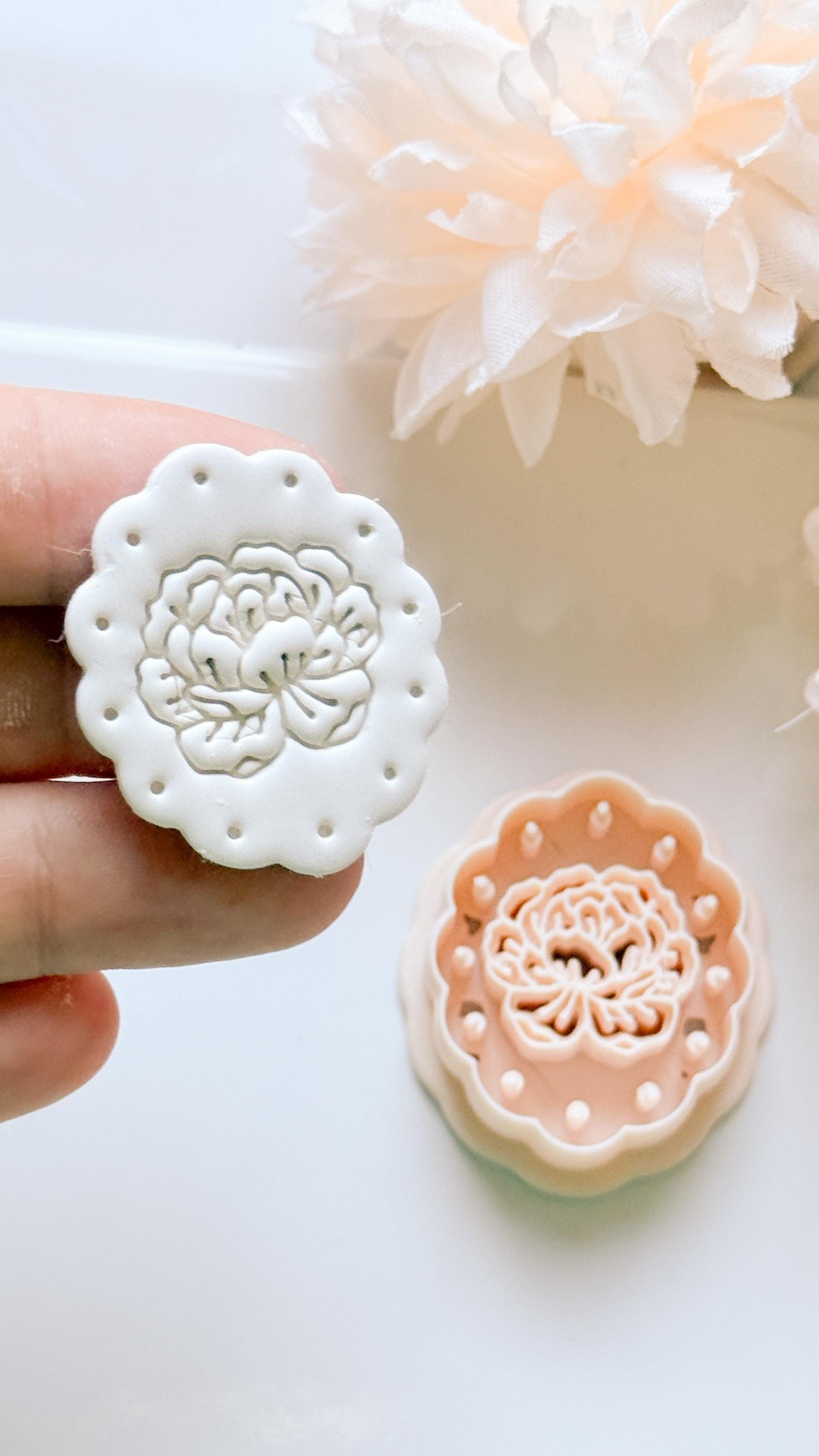 Peony Lace Cutter: Scalloped Floral Shape for Polymer Clay