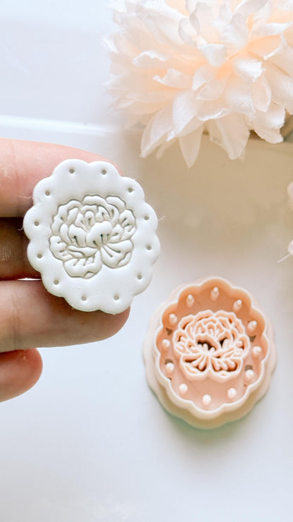 Peony Lace Cutter: Scalloped Floral Shape for Polymer Clay