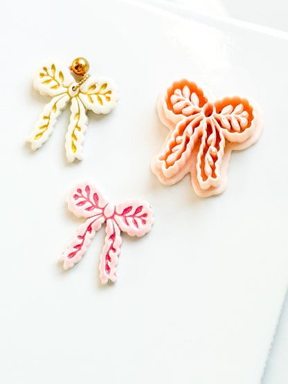 Laurel Loop Bow Clay Cutter: Botanical Ribbon Design
