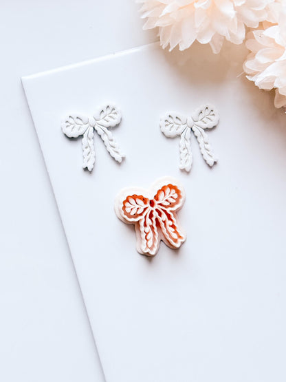 Laurel Loop Bow Clay Cutter: Botanical Ribbon Design