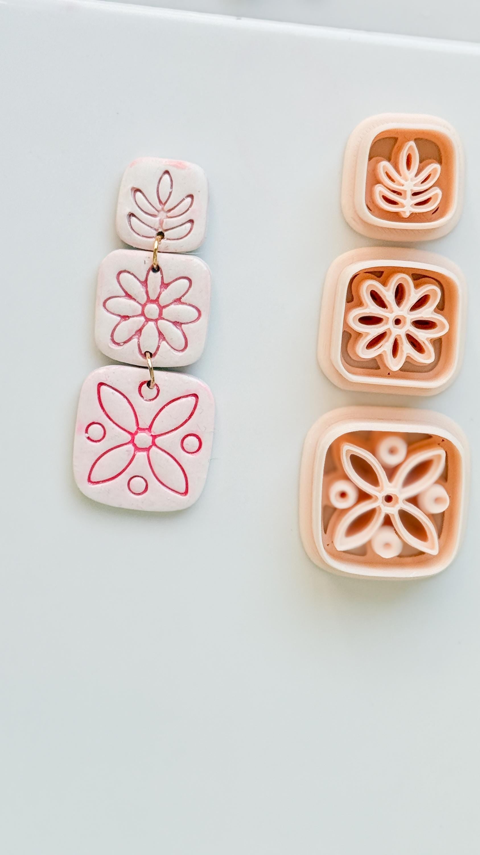 Folk Tile Trio Clay Cutters – Floral & Leaf Motifs