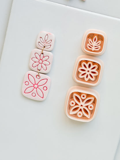 Folk Tile Trio Clay Cutters – Floral & Leaf Motifs