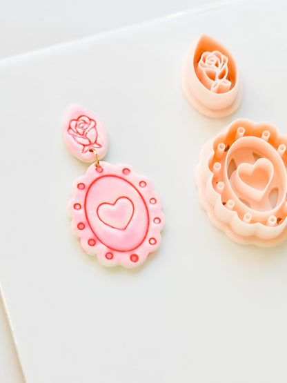 Sweetheart Cameo Clay Cutter: Scalloped Heart Frame Design