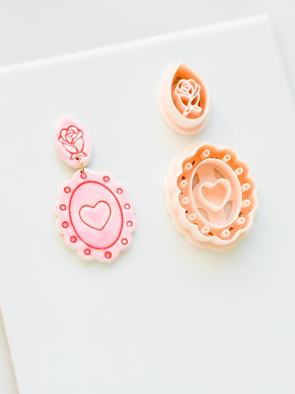 Sweetheart Cameo Clay Cutter: Scalloped Heart Frame Design