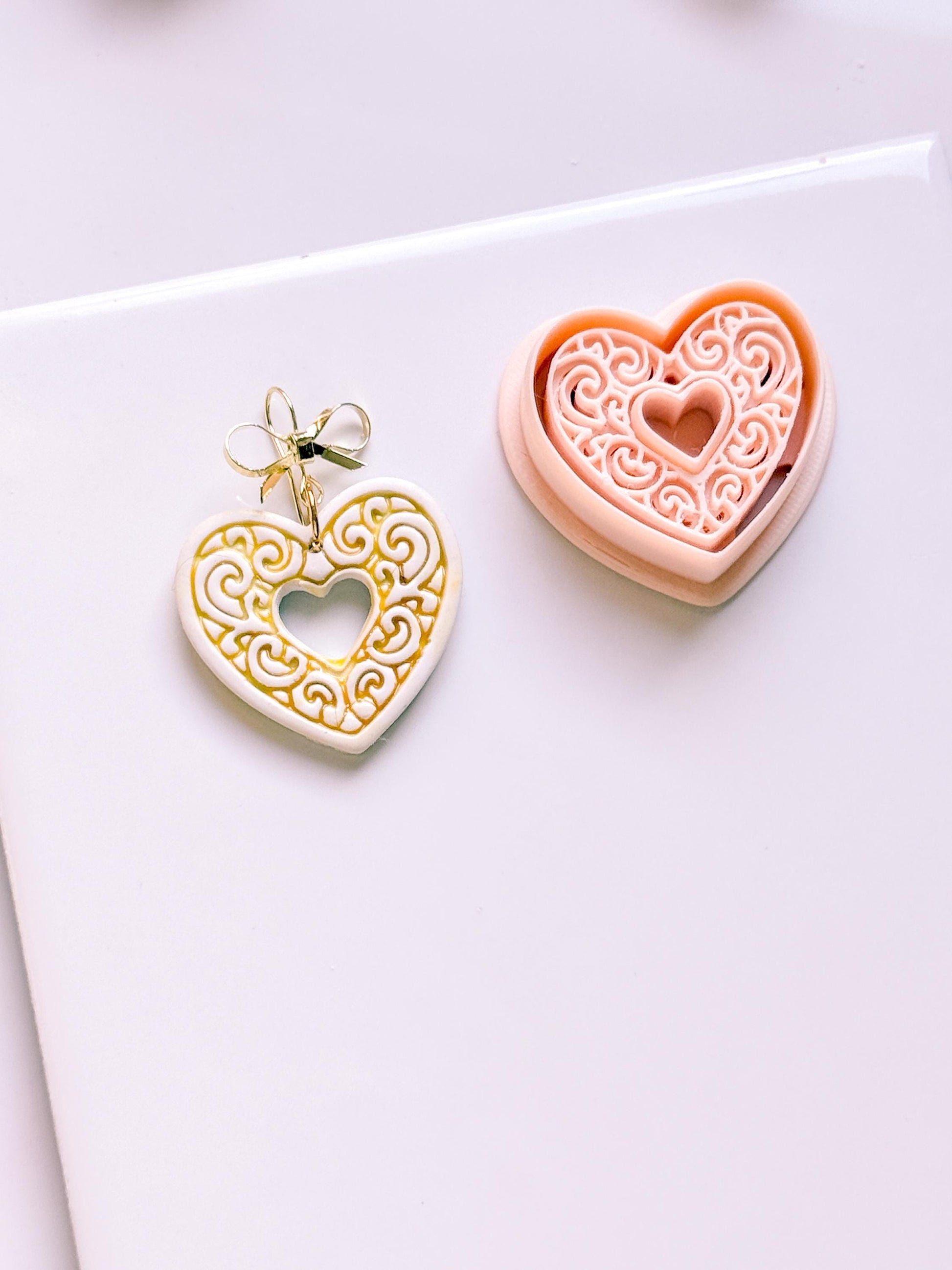 Bloomy Heart Cutter: Filigree Heart Design for Polymer Clay