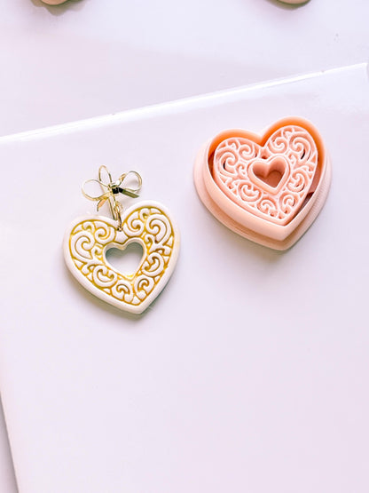 Bloomy Heart Cutter: Filigree Heart Design for Polymer Clay