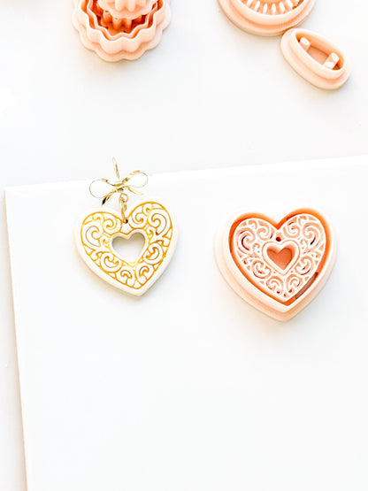 Bloomy Heart Cutter: Filigree Heart Design for Polymer Clay