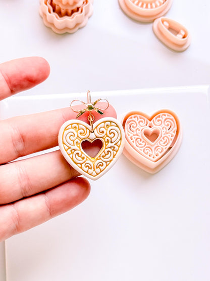 Bloomy Heart Cutter: Filigree Heart Design for Polymer Clay