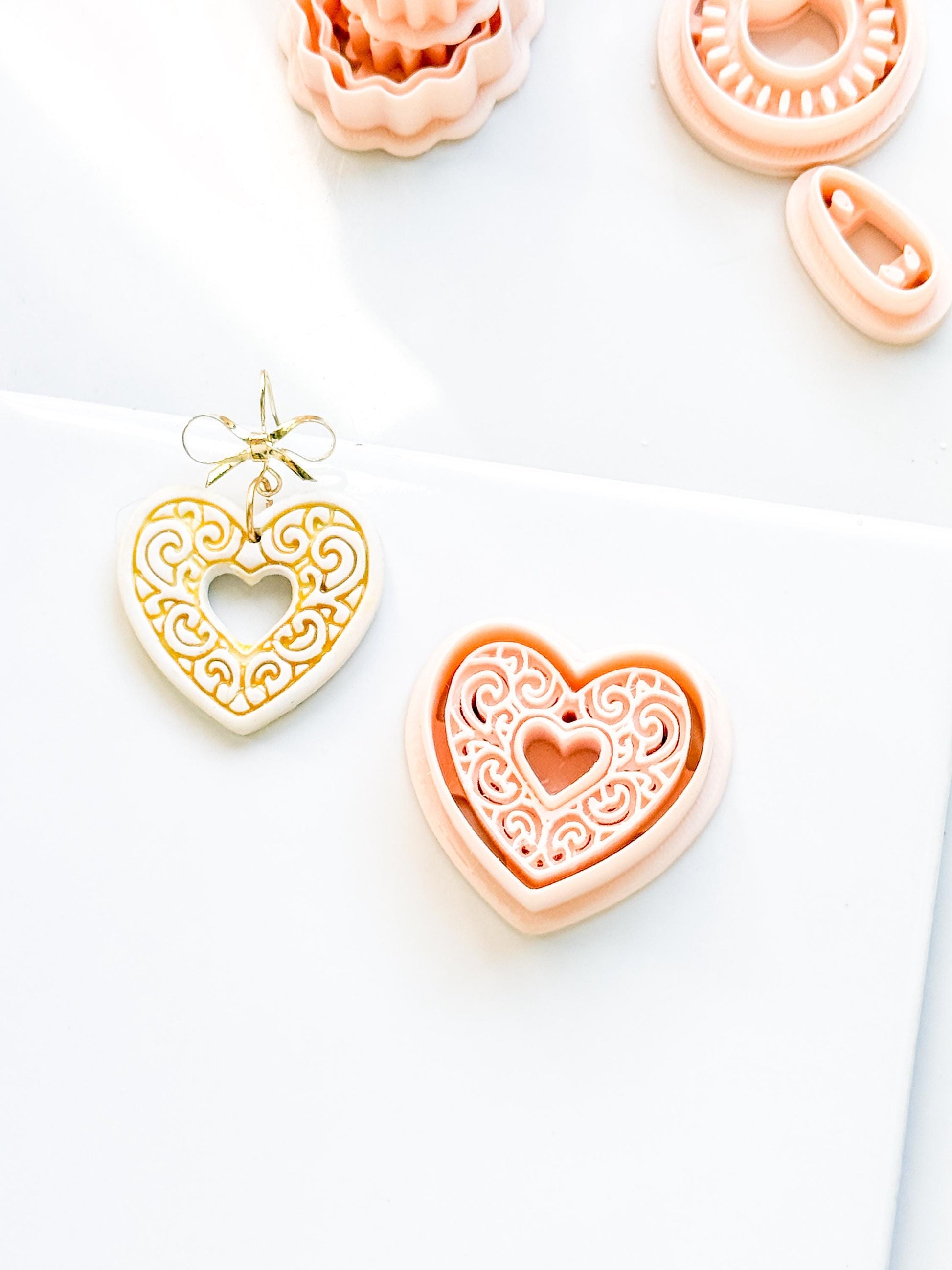 Bloomy Heart Cutter: Filigree Heart Design for Polymer Clay