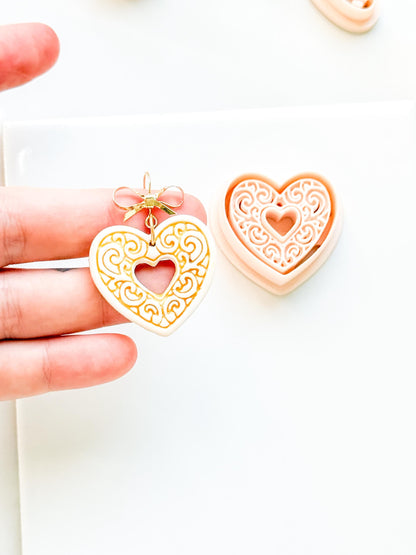 Bloomy Heart Cutter: Filigree Heart Design for Polymer Clay