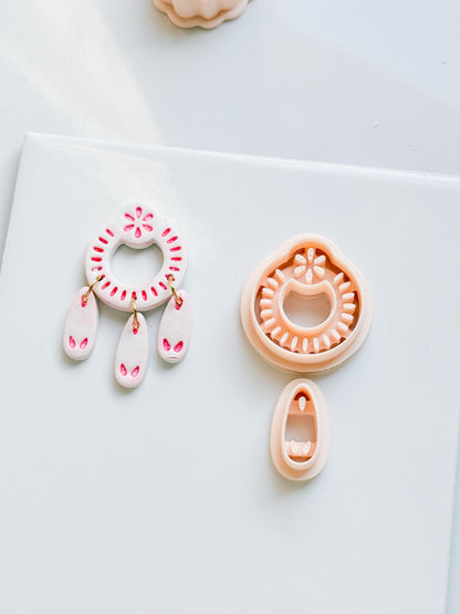 Floral Loop Clay Cutter Set: Petal Ring & Dangle Shapes for Earrings