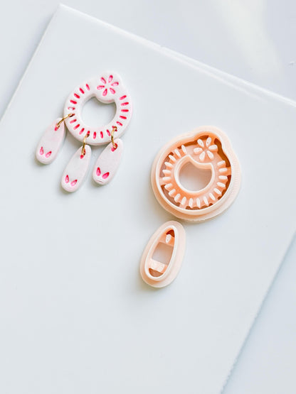 Floral Loop Clay Cutter Set: Petal Ring & Dangle Shapes for Earrings