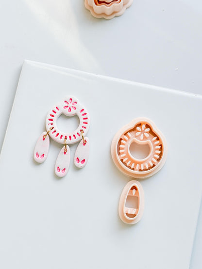Floral Loop Clay Cutter Set: Petal Ring & Dangle Shapes for Earrings