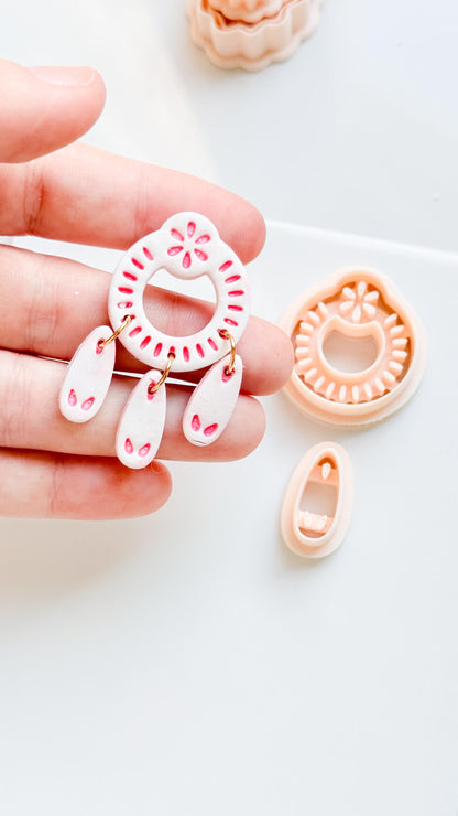 Floral Loop Clay Cutter Set: Petal Ring & Dangle Shapes for Earrings