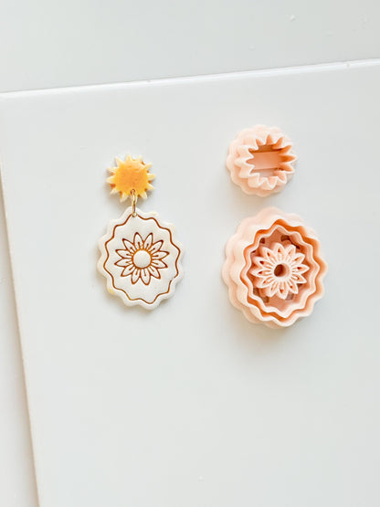 Daisy Crest Cutter Set: Scallop Flower Design for Polymer Clay