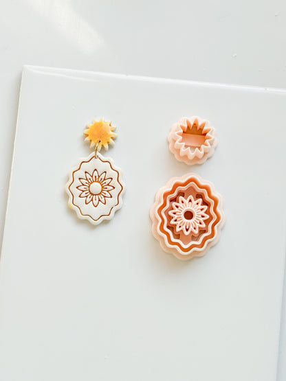 Daisy Crest Cutter Set: Scallop Flower Design for Polymer Clay