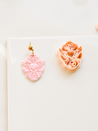 Flying Valentine Clay Cutter: Winged Heart Design